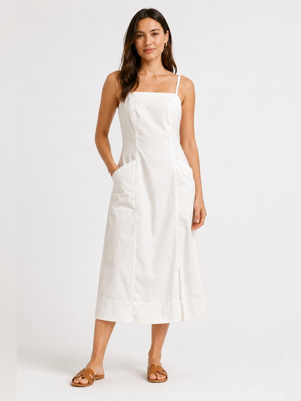 Free People White Cotton Midi Dress – Size 0